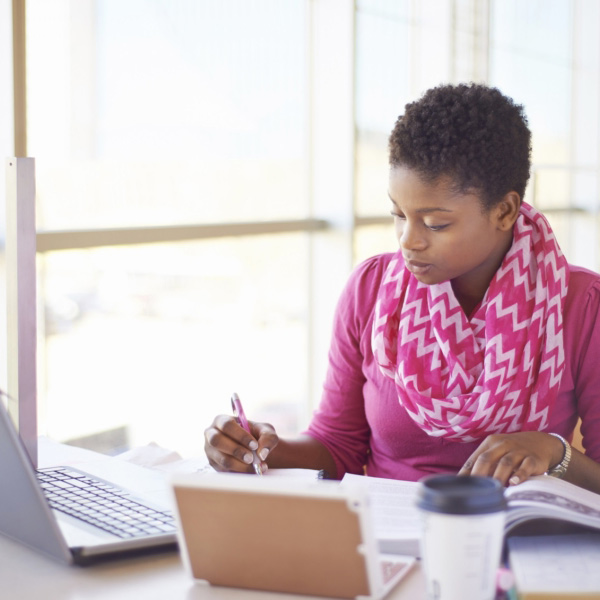 woman studying