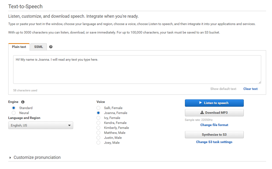 amazon polly text to speech